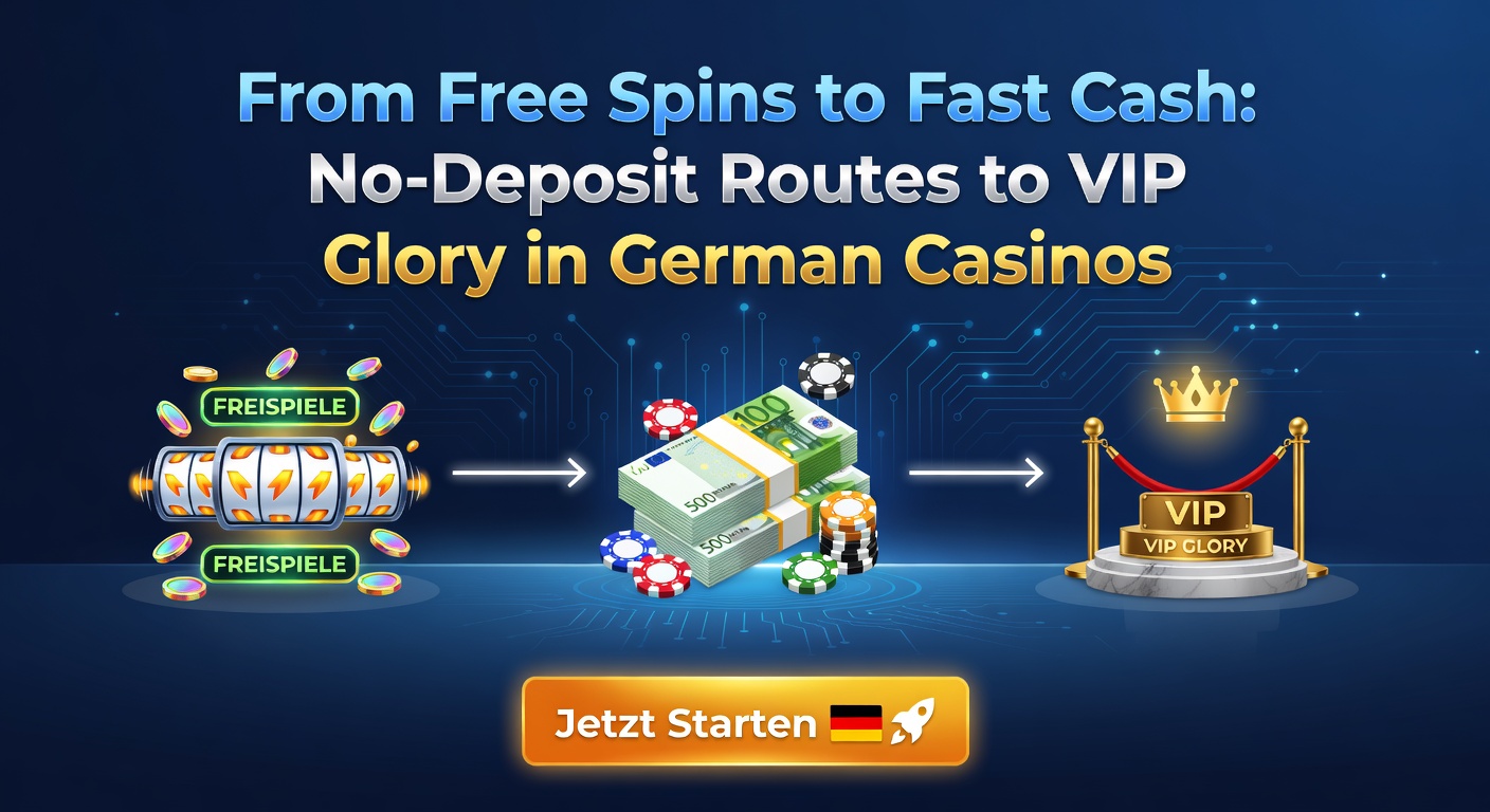 Glitzernde Free-Spins-Symbole, die zu goldenen VIP-Treppen führen, symbolisieren den Aufstieg ohne Einzahlung in deutschen Online-Casinos
