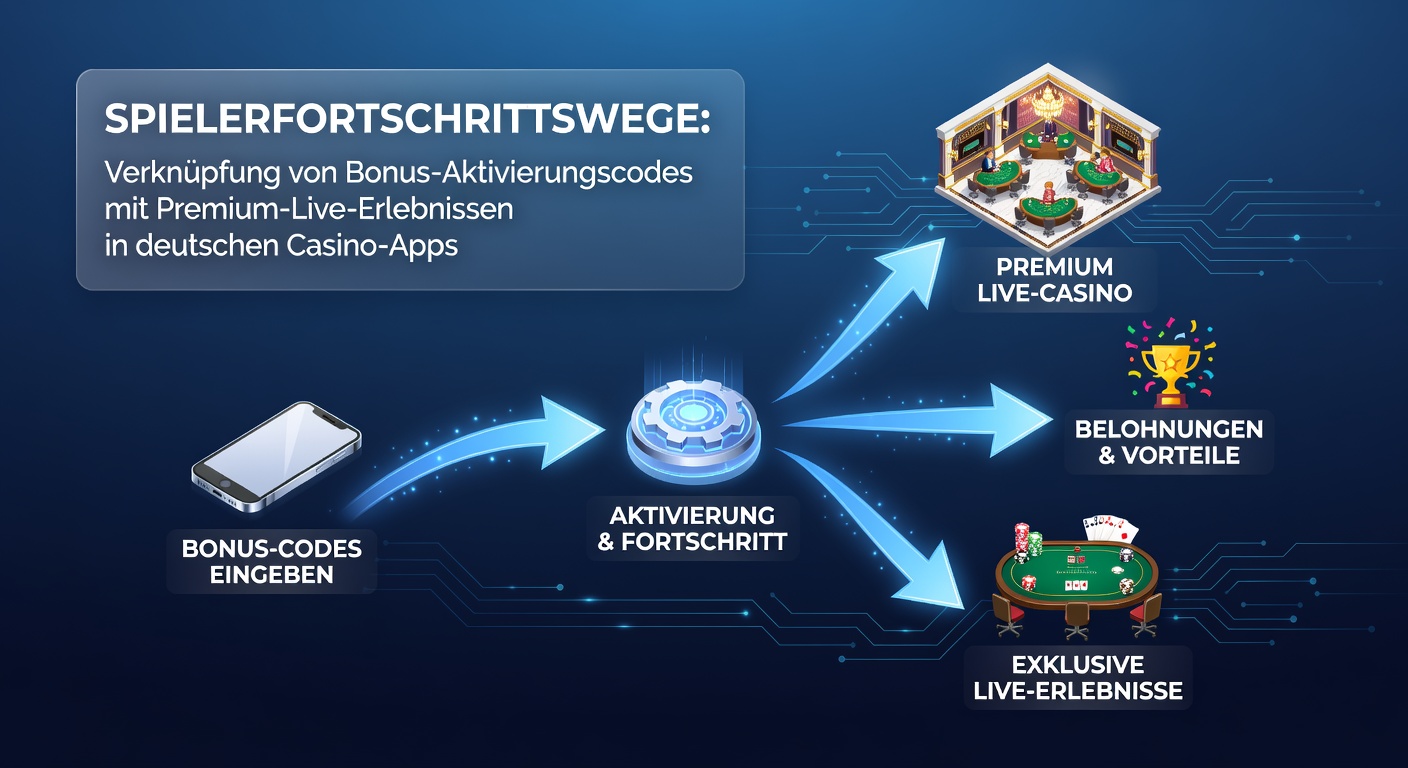 Darstellung von Spielerfortschrittsrouten mit Bonus-Codes und Live-Casino-Elementen in deutschen Apps