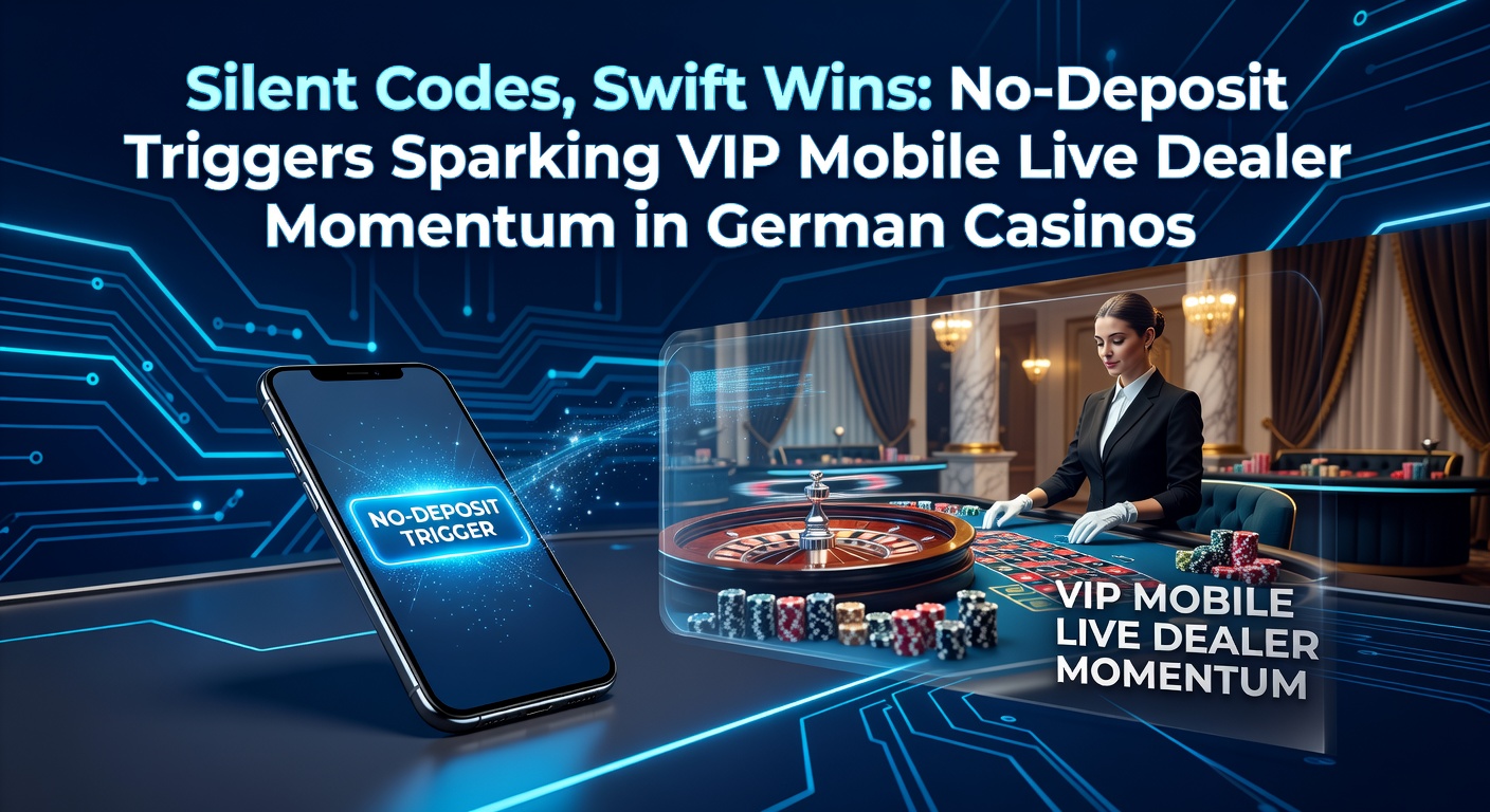 Smartphone mit Live-Dealer-Tisch und VIP-Symbolen auf einem deutschen Casino-App-Hintergrund, das No-Deposit-Codes aktiviert