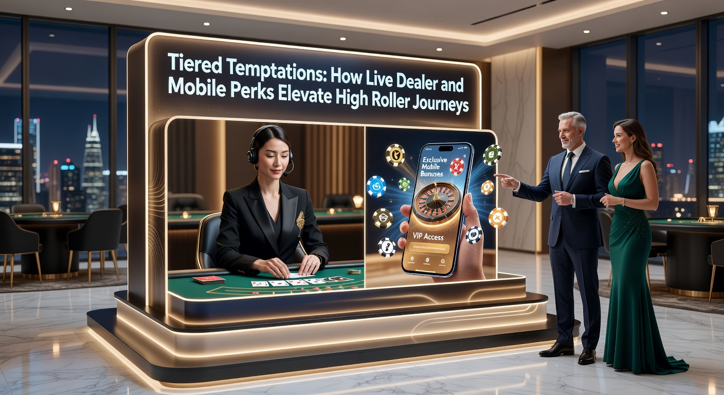 High Roller am Live-Dealer-Tisch mit Smartphone in der Hand, umgeben von luxuriösen Casino-Elementen