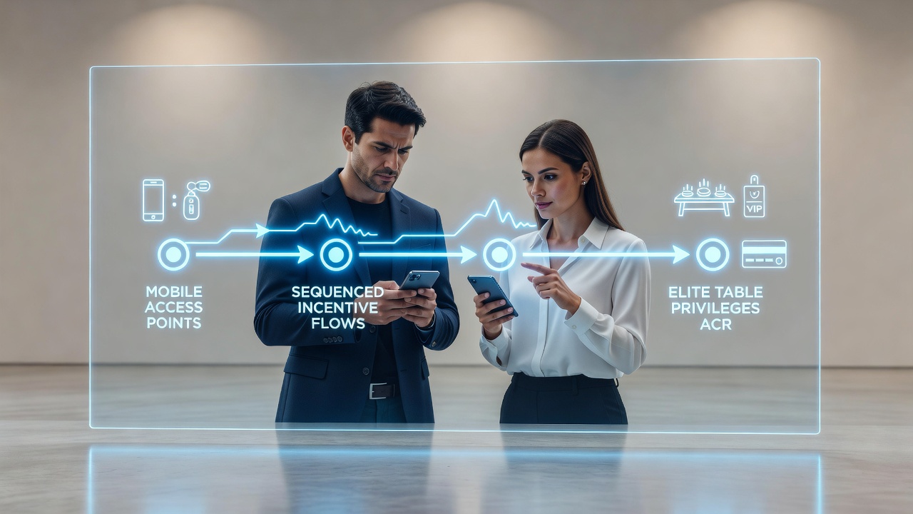 Darstellung von sequenzierten Bonusflüssen zwischen Smartphone und exklusiven Casino-Tischen